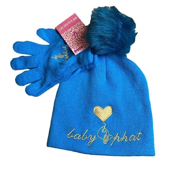 Baby Phat Accessories - Baby Phat Pom Pom Hat & Glove Set